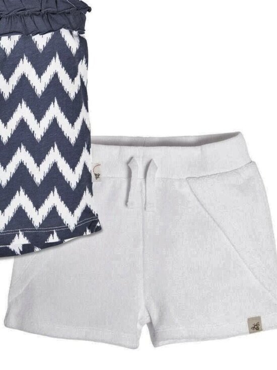 Burt’s Bees Baby Ikat Chevron Ruffle Tee & Short Set | 3–6M | NWT - Picture 2 of 8